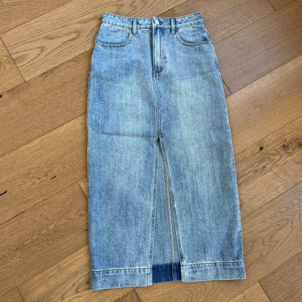 English Factory Women's High Waist Denim Maxi Skirt - Size Small - Like New
